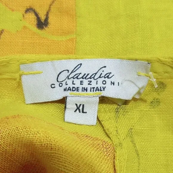 Claudia Collezioni Italy 100% Linen Lagenlook Floral Print Oversize Blouse - XL - Picture 8 of 9